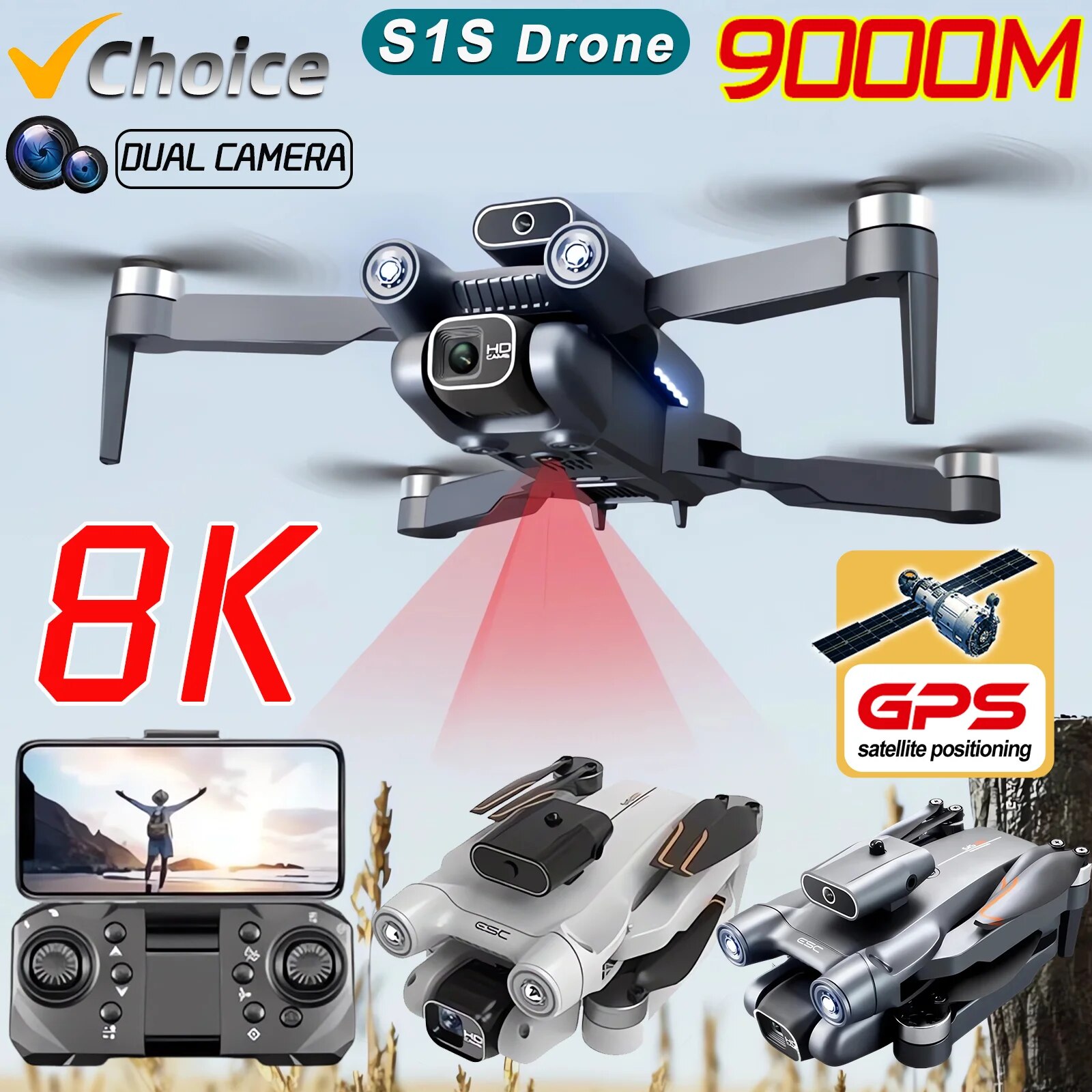 Drone S1S Rc Quadcopter - S1S Drone Mini kamera HD profesional,