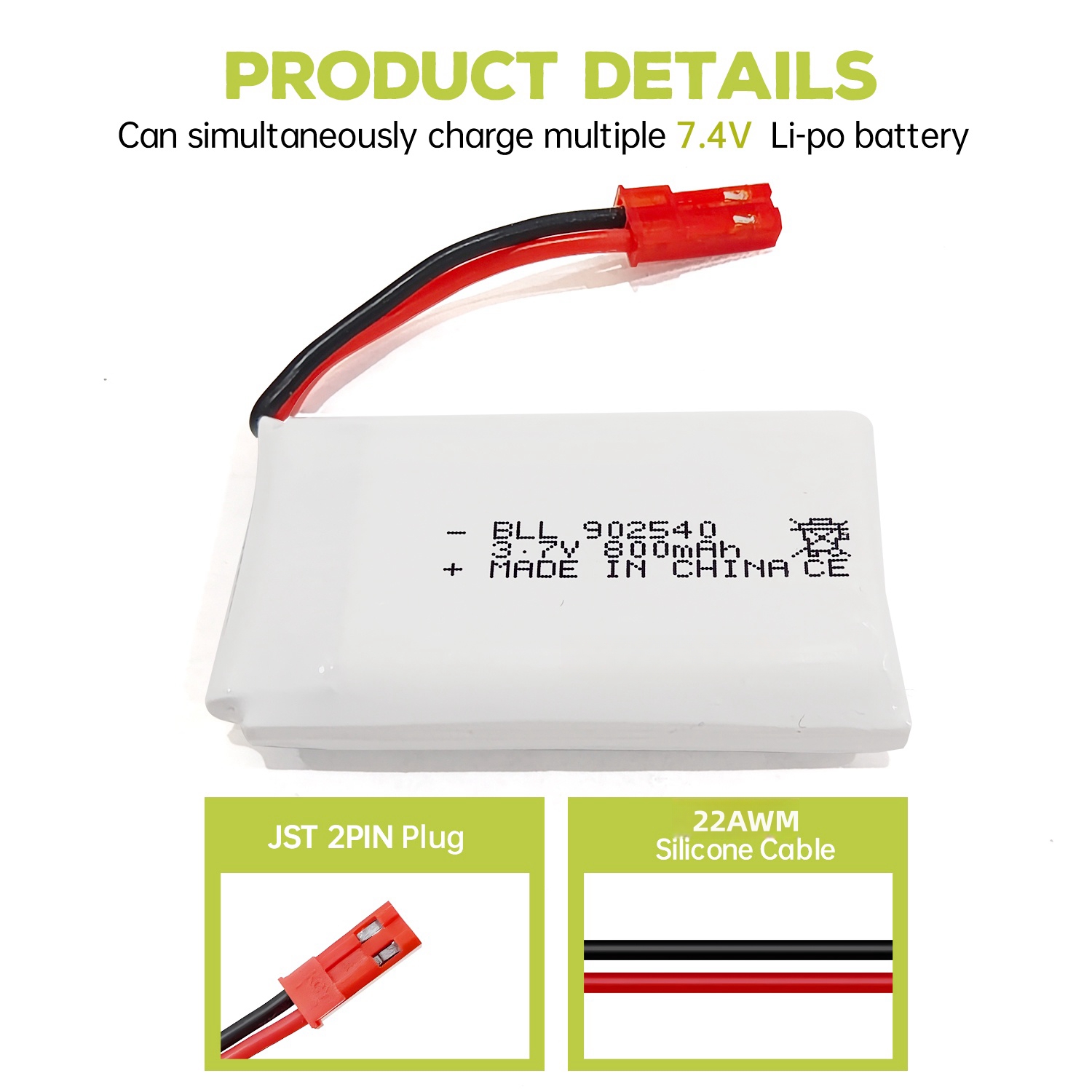 2 Buah Baterai Lipo 3.7V 800MA - Drone Mjx Rc ulasan dan harga