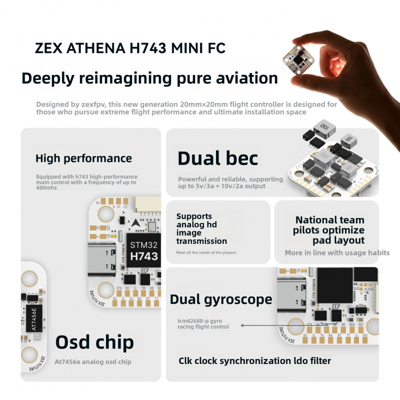 ZEX ATHENA H743 Mini Flight Co - Betaflight Flight Controller ulasan dan harga