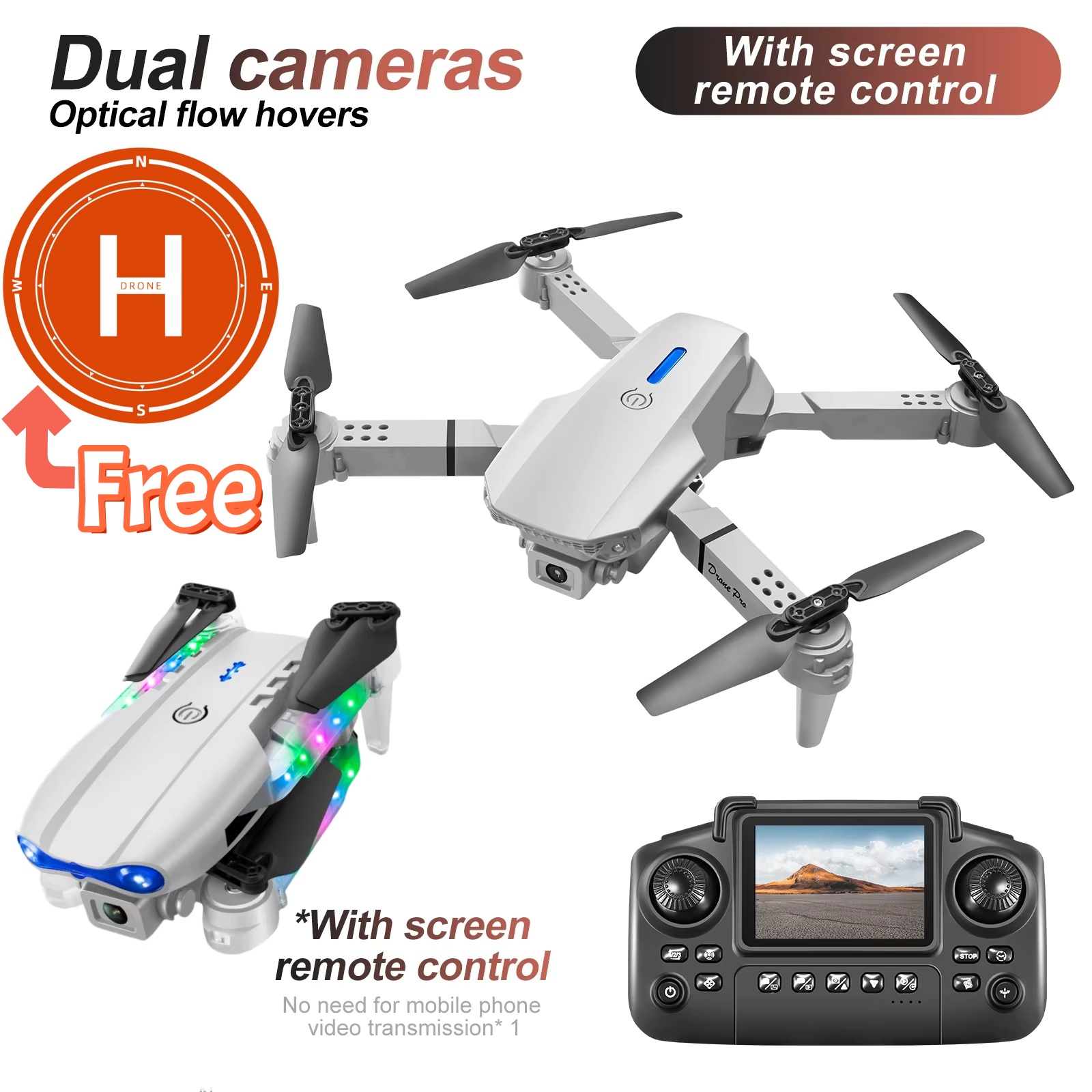 Drone Mini Putih Abu-abu E88 E - Drone Rc E99 K3 ulasan dan harga