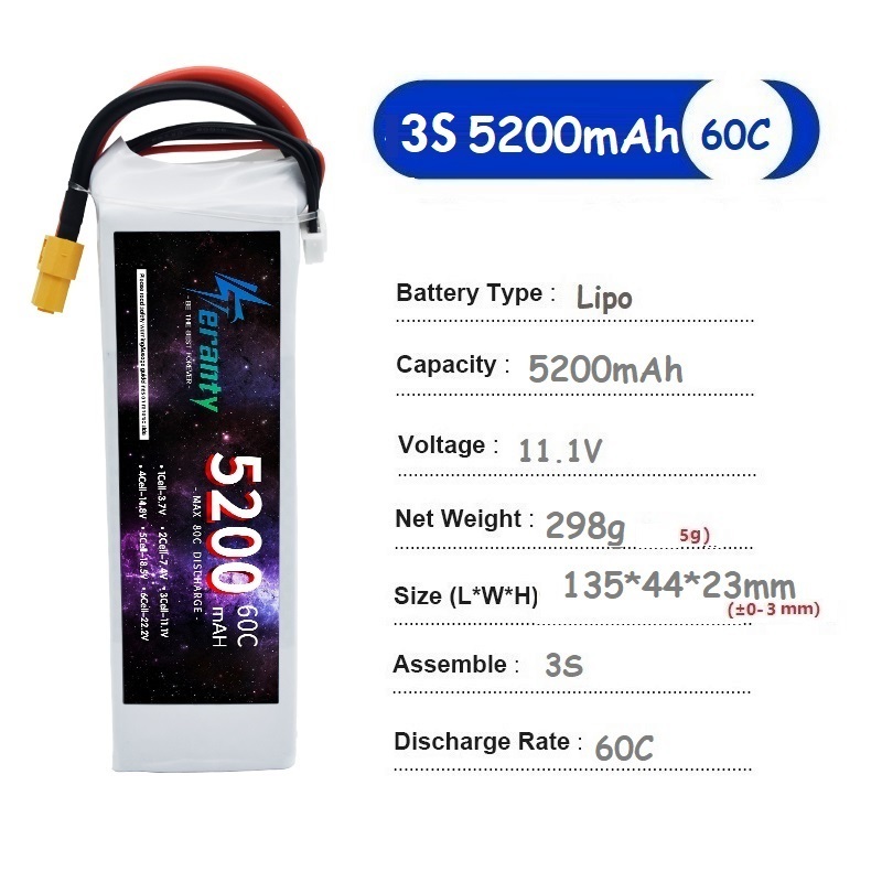 TERANTY 3S 5200MAH 60C baterai - Drone Avion Rc ulasan dan harga