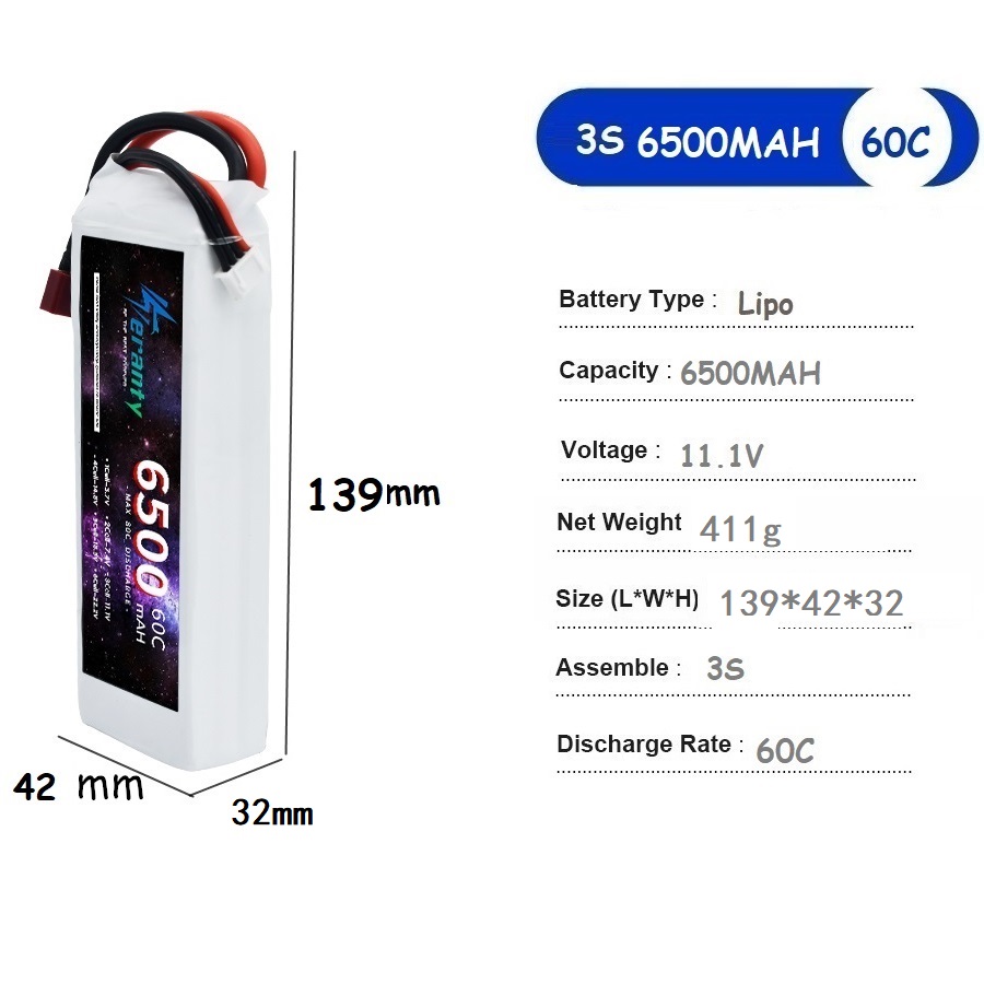 TERANTY 11.1V 6500MAH baterai  - Drone Avion Rc ulasan dan harga